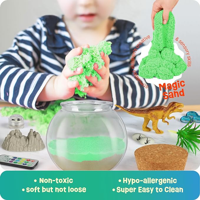 Dinosaur Toys for Kids - Dinosaurs Terrarium Kit for Kids - Birthday Christmas Gifts for Boy Ages 4 5 6 7 8-12 Year Old - DIY Dino Toys for Boys - Arts and Crafts Kit for Kid