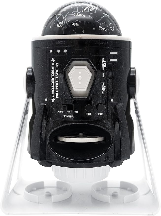 LEXIBOOK NLJ181i3 Speaking 2-in-1 Planetarium Projector, 24 Images to Discover Space, 2 Constellation Domes, STEM, Black/White