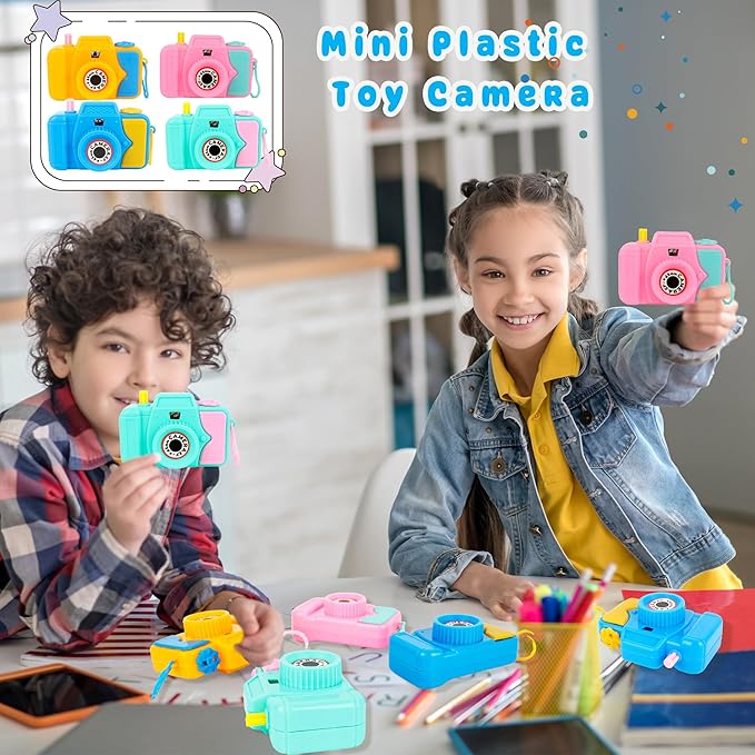 32 Pcs Kids Camera Toy Set Mini Plastic Camera Toy Pretend Play Toy Camera with Lmages in Viewfinder for Boys Girls Birthday Party Favors Goodie Bag Fillers