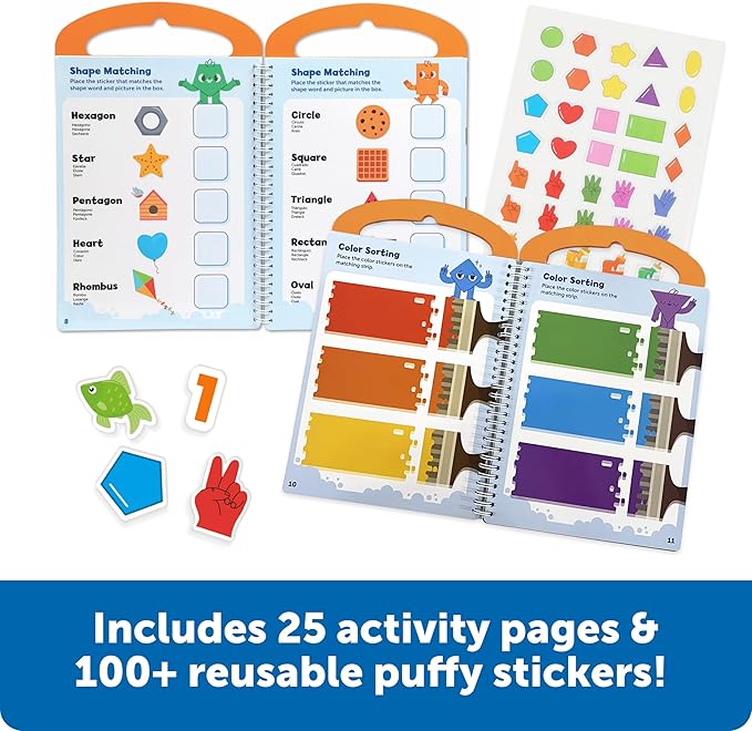 Learning Resources Skill Builders Smart Stickers Colors, Numbers, and Shapes, Reusable Sticker Book, Montessori Busy Book, Preschool Classroom Must Haves, Busy Books