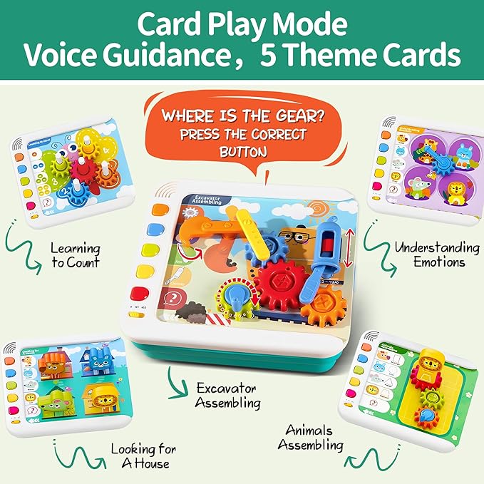 STEM Learning Toys for Kids Age 3-6, Interactive Montessori Busy Board with Flash Cards, Gears, Animals, and Building Blocks, Alphabet Educational Learning Tablet for Toddlers Ages 2 3 4 5 6