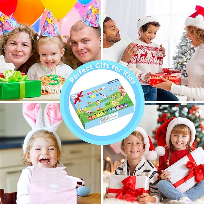 MOMUSE Piano Music Mat with 80 Sounds, Large Animal Car Touch Blanket Playmat Carpet Musical Toddlers Toys 1-3, Floor Keyboard Dance Sensory Educational Mat Boys Girls Gifts for 1 2 3 4 5 Years Old