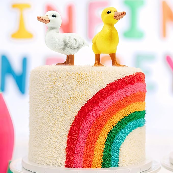 Rubber Ducks Farm Realistic Animal Figurines Duckling Little Duck Animal Figures for Children's Toys Bath Toys and for Party Favors, Gifts, Prizes, Rewards, Giveaways (White)