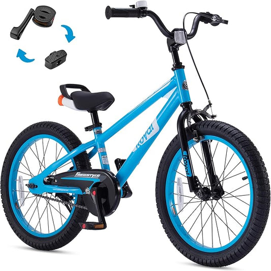 RoyalBaby Kids Bike Freestyle Classic & EZ Balance Pedal Switchable Bicycle, 12 14 16 18 Inch, 3-10 Years Toddler to Big Kids