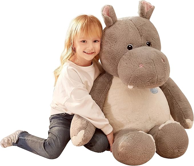 IKASA Giant Hippo Stuffed Animal,30" Jumbo Plush Toy, Soft and Cute Toys for Kids Boys Girls (Gray)