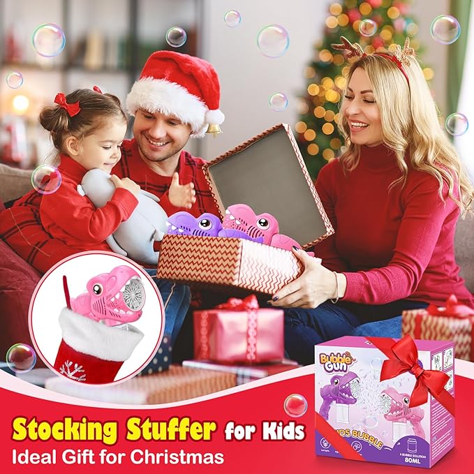 Toys for Girls Kids Ages 3-8: Bubble Gun for Kids 2 Rechargeable Dino Bubble Machine Gift for 3 4 5 6 7 8 Girls Toddlers Ages 4-6 Easter Basket Stuffers Outoor Birthday Christmas Valentines