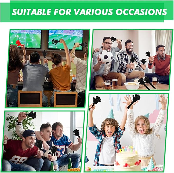 36 Pcs Hand Clappers Noisemakers 7.5 Inch Clappers Noisemakers Plastic Hand Clappers for Birthdays Game Football Sporting Events Cheers Supplies Dance Basketball Football Noisemakers（Black）