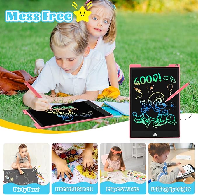 EooCoo Toys for Ages 3-8, Drawing Board 2 Pack, 12 Inch LCD Writing Tablet, Electronic Drawing Tablet, Girl/Boy Birthday Gift, Kids Toys, Drawing Pad Girls Gifts, Kids Travel Essential