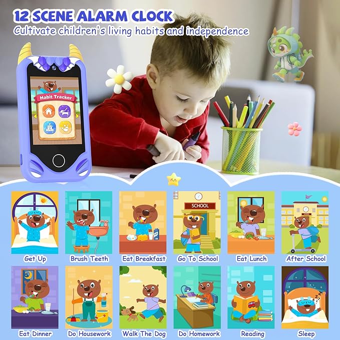 Kids Smart Phone for Boys Gifts - Toddler Christmas Birthday Gift for Age 3 4 5 6 Year Old, Kids Cell Phone Toy with Touchscreen, Dual Cameras, Learning, Music Player, Games with 32 GB Card