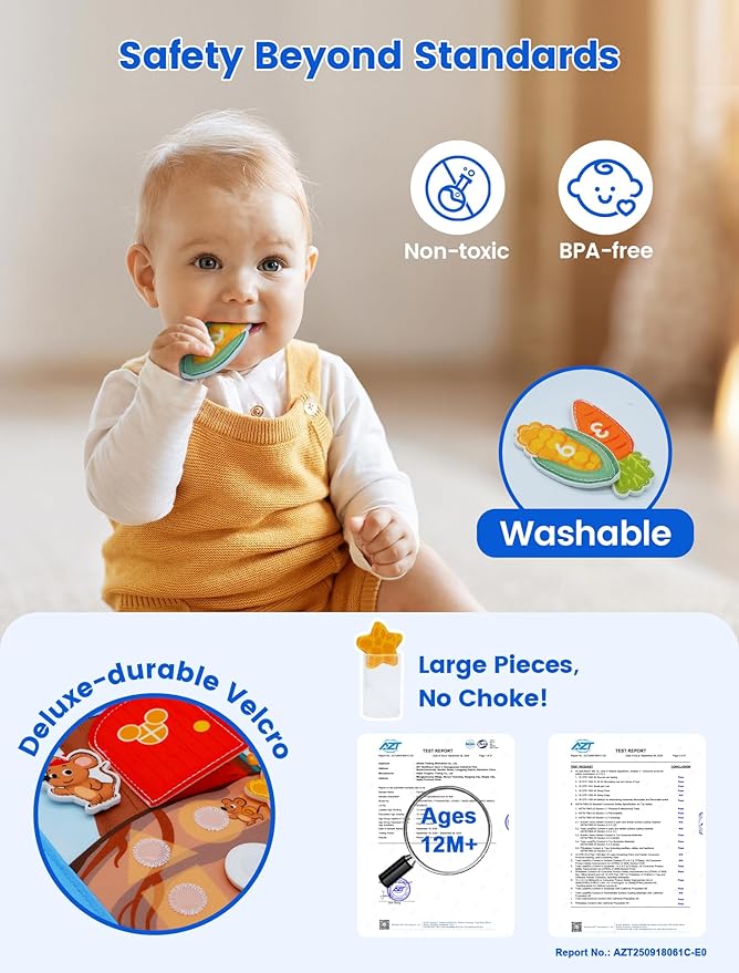 Toddler Busy Book for 1-3, Busy Board for 1+ Year Old, Toddler Airplane Travel Toys, Girl & Boy Gift, Educational Learning Activity Books, Felt Montessori Toys (Dog Theme)