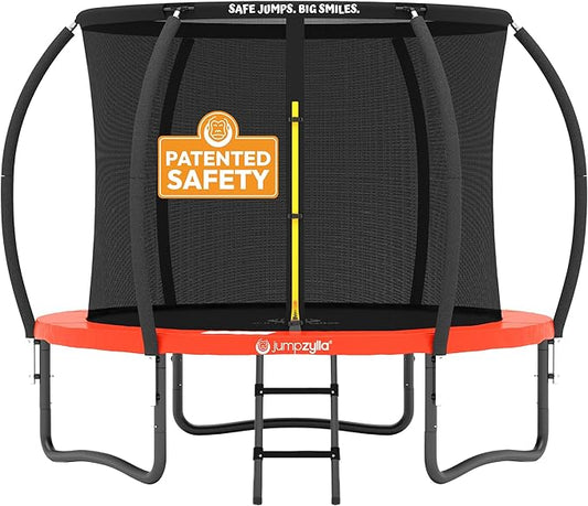 JUMPZYLLA Trampoline Outdoor 8FT 10FT 12FT 14FT 15FT 16FT with Enclosure and Ladder, ASTM Approved Recreational Trampoline for Kids and Adults, Anti-Rust Coated Frame