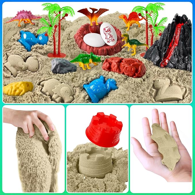 ESSENSON Sensory Bin, Construction Kit with Sensory Sand, Play Sand Pretend Play Beach Toy, Sandbox for Girls and Boys