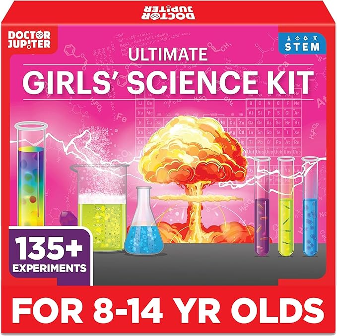 Doctor Jupiter Girls' Science Kit for Kids Ages 8-10-12-14 for 8,9,10+ Year Old Girls | Chemistry Set, STEM Toy Kit with 135+ Experiments | Learning & Educational Projects