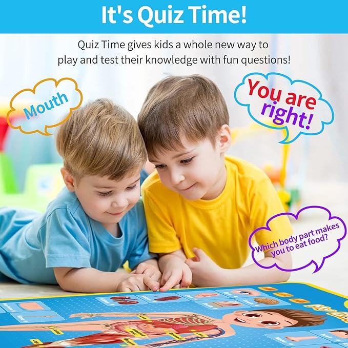 My Body Interactive Educational Poster for Toddlers and Kids to Learn Body Parts, Organs, Muscles and Bones, 16'' x 22''