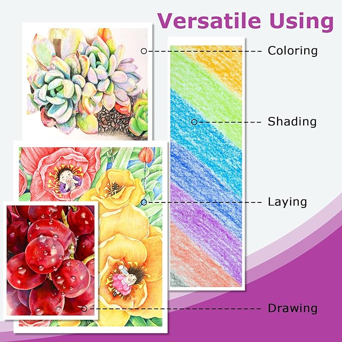 Hapikalor 72 Colored Pencils for Adult Coloring Books, Professional Coloring Pencils Set, Art Supplies for Drawing, Sketching, Gifts for Teens