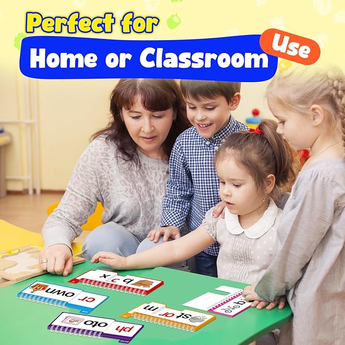 40 Read and Rhyme Flip Books,Phonics Word Family Build Book Learn to Read Phonics Flash Cards,Sight Words Flash Cards Kindergarten Reading Books,Flip Book Word Games for Preschool Learning Activities