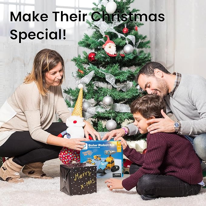 Sillbird Solar Robot Building Kit Christmas STEM Gift for Boys Aged 8-14, 21 in 1 DIY Science Educational Sets for Kids Teens Birthday, Battery or Sun Powered Buildable Robotic Toys with 211 Pieces