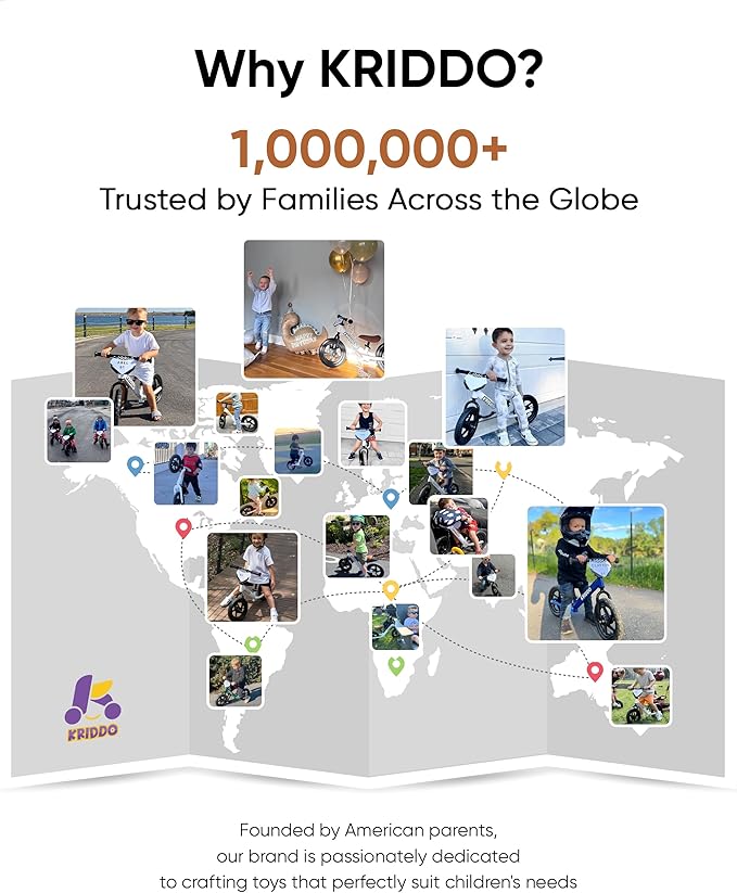 KRIDDO Toddler Balance Bike 2 Year Old,12 Inch Push Bicycle with Customize Plate (3 Sets of Stickers Included), Steady Balancing, Gift Bike for 2-5 Boys Girls, Black