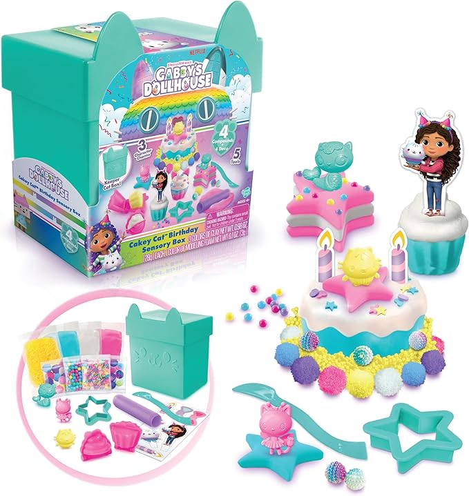 Canal Toys Gabby’s Dollhouse ™ Large Cakey Cat™ Birthday Sensory Box! Get Ready for a paw-Some Party by Sculpting Pretend Party Treats! Age 4+