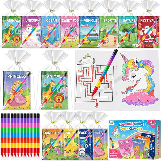 ZMLM 48 Coloring Books for Kids Party Favors: Bulk 48 Crayons Mini Coloring Books for Kids Ages 4-8 Birthday Goodie Bags Stuffers Toddlers Return Gifts Classroom Prizes Teacher Crafts (Classic)