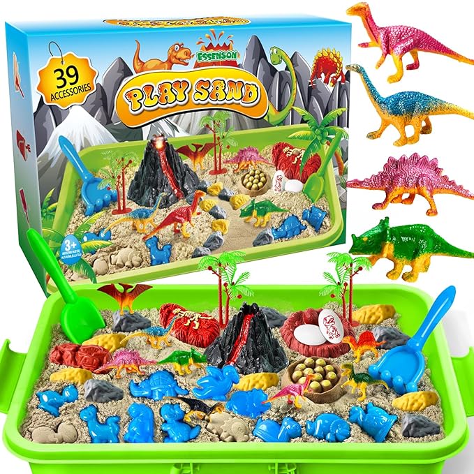 ESSENSON Sensory Bin, Construction Kit with Sensory Sand, Play Sand Pretend Play Beach Toy, Sandbox for Girls and Boys