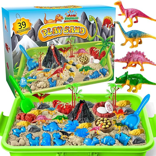 ESSENSON Sensory Bin, Construction Kit with Sensory Sand, Play Sand Pretend Play Beach Toy, Sandbox for Girls and Boys