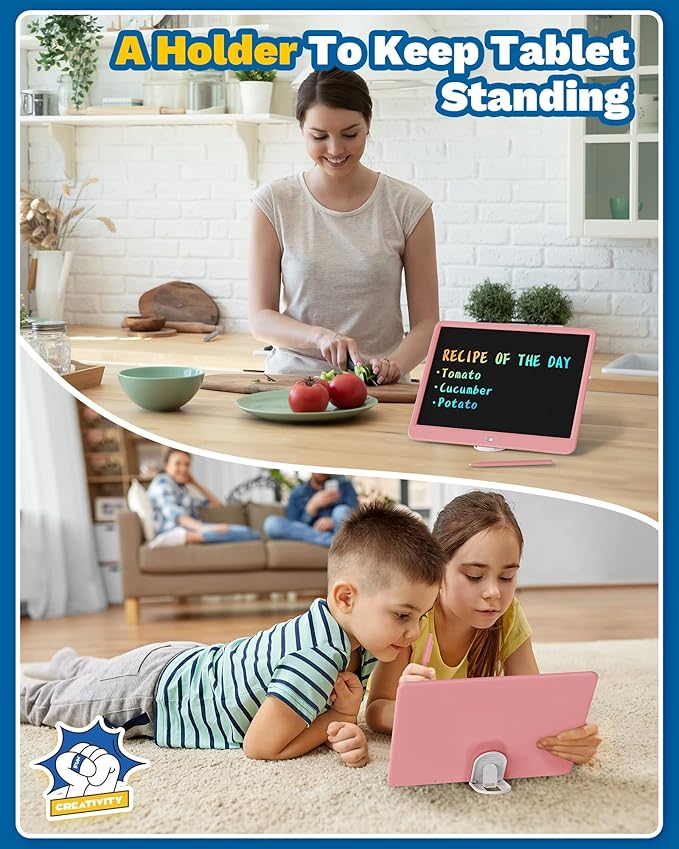 TEKFUN Teen Girl Gifts Ideas, 15inch LCD Writing Tablet for Kids Age 8-10 and Up, Doodle Board 4 5 6 7 Year Old Girl Toys, Mothdays Day Gifts Homeschool Supplies Easter Gifts for Adults(Pink)