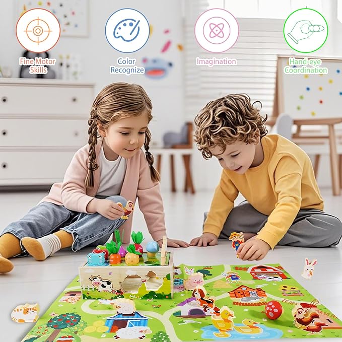 KMTJT Toddlers Montessori Wooden Toys for 1 Year Old: Baby Toys 12-18 Months | 1st One First Birthday Gifts for 1-2 Year Old Girls Boys | Educational Learning Fine Motor Skills Toy