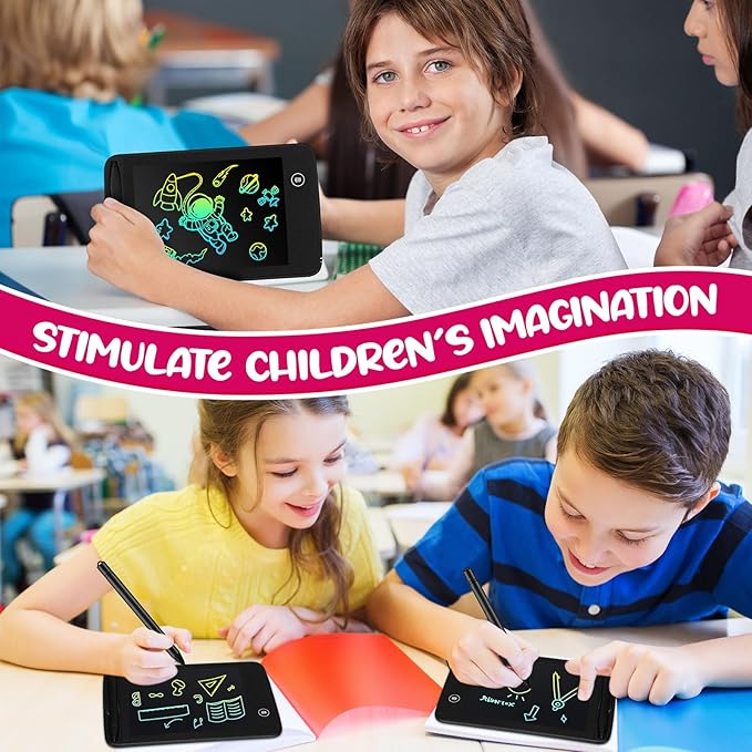 Zhehao 12 Pcs LCD Writing Tablet for Kids Colorful Drawing Doodle Board Drawing Tablet Erasable Reusable Electronic Draw Pad Gift for Boy Girl Xmas Educational Learning(6.5 Inch Screen,Dark Color)