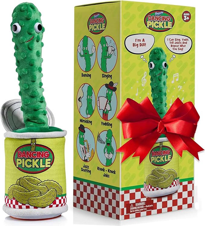 Gagster Dancing Pickle – Sings, Repeats What You Say & Tells Jokes – Hilarious Electronic Yodeling Pickle – Dance, Weird Random Stuff for Anyone Who Loves Funny Gag Gifts