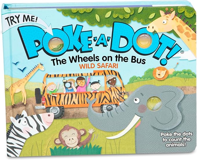 Melissa & Doug Children's Book - Poke-A-Dot: The Wheels on the Bus Wild Safari (Board Book with Buttons to Pop)