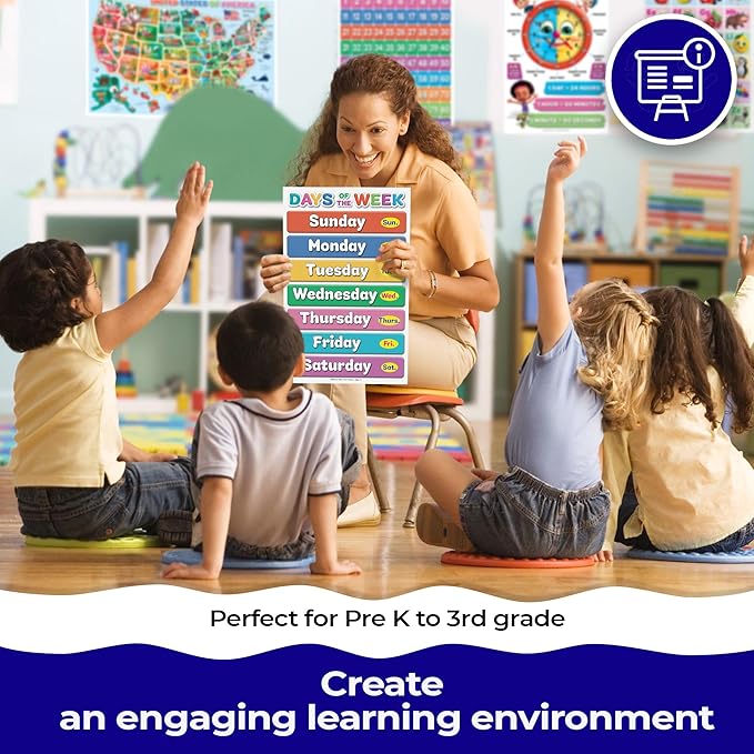 DeeDee's Workshop 16 Educational Posters for Toddlers, ABC Chart For Wall For Toddlers, ABC Poster, Days of the Week Poster For Kids, Toddler Wall Decor, Daycare Essentials, Pre K Learning Materials