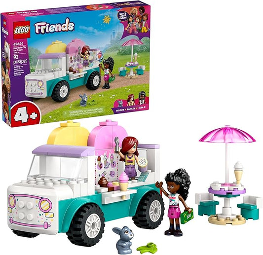 LEGO Friends Heartlake City Ice Cream Truck Toy - Building Toy Pretend Play Set for Kids, Girls and Boys, Ages 4+ - Preschool Building Blocks with 2 Minidolls and Rabbit Figure - 42644