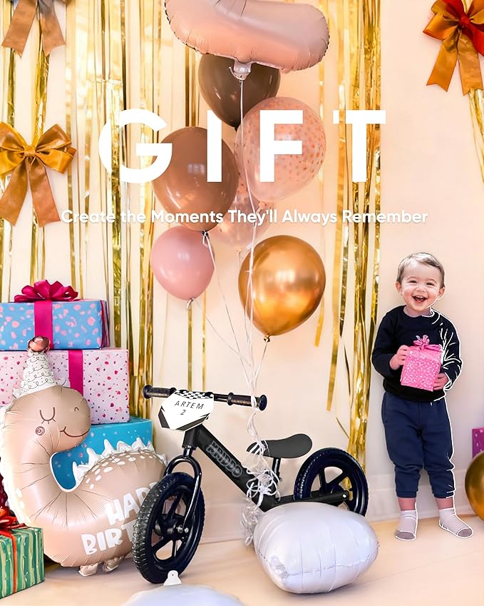 KRIDDO Toddler Balance Bike 2 Year Old, Age 24 Months to 5 Years Old, 12 Inch Push Bicycle with Customize Plate (3 Sets of Stickers Included), Steady Balancing, Gift Bike for 2-3 Boys Girls, Night