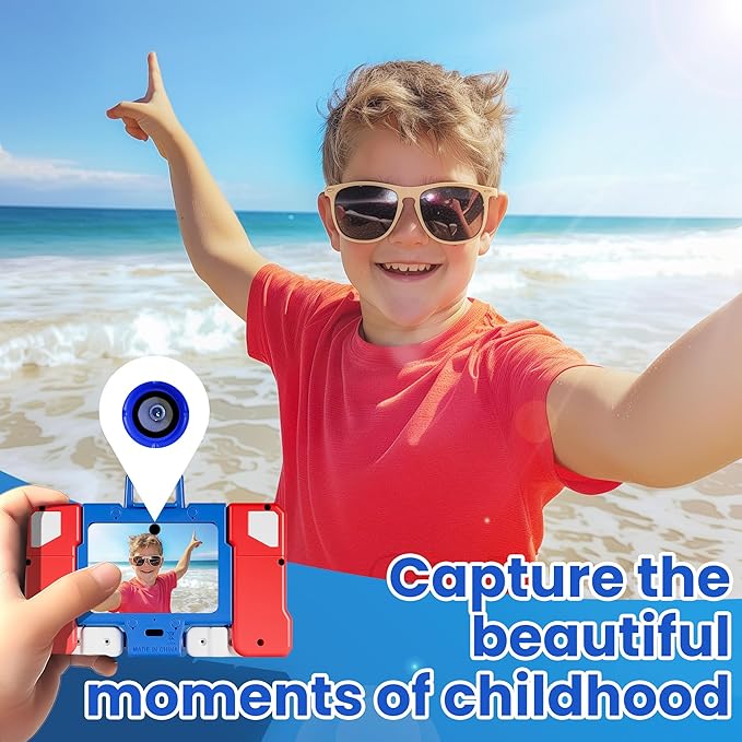 iPlay, iLearn Kid Touchscreen Selfie Camera, 1080P HD Digital Video Camera for Toddler 3-6, Outdoor Protable Travel Robot Camera W/ 32GB SD Card, Birthday Gift Boy 4-8, Present 5 7 9 10 12 Year Old