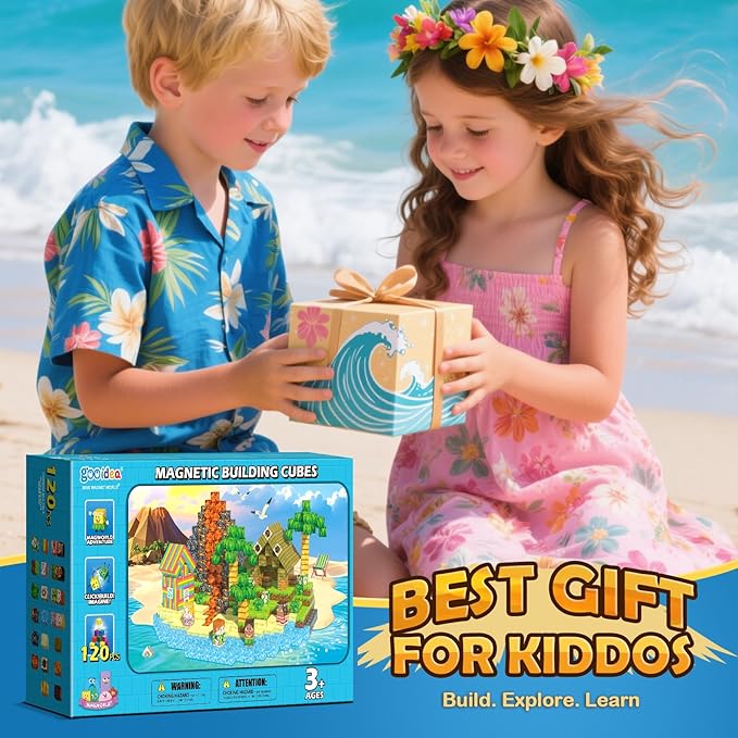 Large Magnetic Blocks - 120PCS 1“ Magnetic Cubes Building Toys for Kids Age 3-5 4-8 5-7 8-12, Hawaii Mine Magnet World Building Craft, Educational Toys Christmas Birthday Game Gifts for Boys Girls