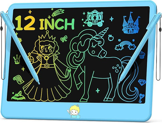 Hockvill LCD Writing Tablet 12 Inch, Toys for Boys Girls Drawing Pad for 3 4 5 6 7 Year Old Kids Toys, Toddler Erasable Doodle Board Travel Essentials, Children’s Day Christmas Gift for Kids - Blue
