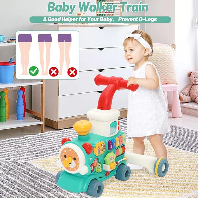 3 in 1 Baby Walker Activity Center Learning Fist-Step Push Toys, Sit-to-Stand Learning Walker Early Educational with Music Panel for Infant Toddler 6+ Months