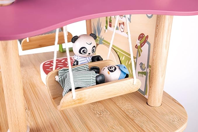 Hape Pandas’ Bamboo House, Green Planet Explorers | Educational Toy Doll House with Furniture, for Children Ages 3+ Years