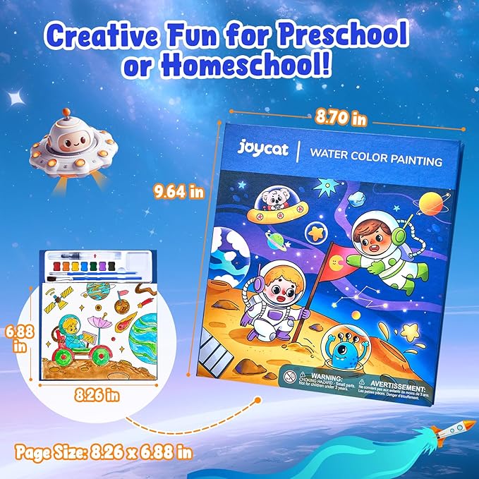 JoyCat Paint with Water Coloring Books for Toddlers, Watercolor Painting Sets for Kids Ages 3-5 4-8, Arts and Crafts Drawing Activities Toy Birthday Gift for Boys Girls (Space)