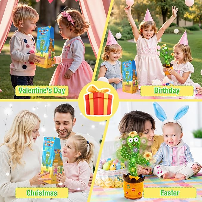 Ayeboovi Dancing Talking Cactus Toys for Baby Toddler, Interactive Talking Cactus Baby Toys Repeating Record What You Say, Volume Adjustable Singing Mimicking Toy with 120 Songs for Boys Girls Gifts