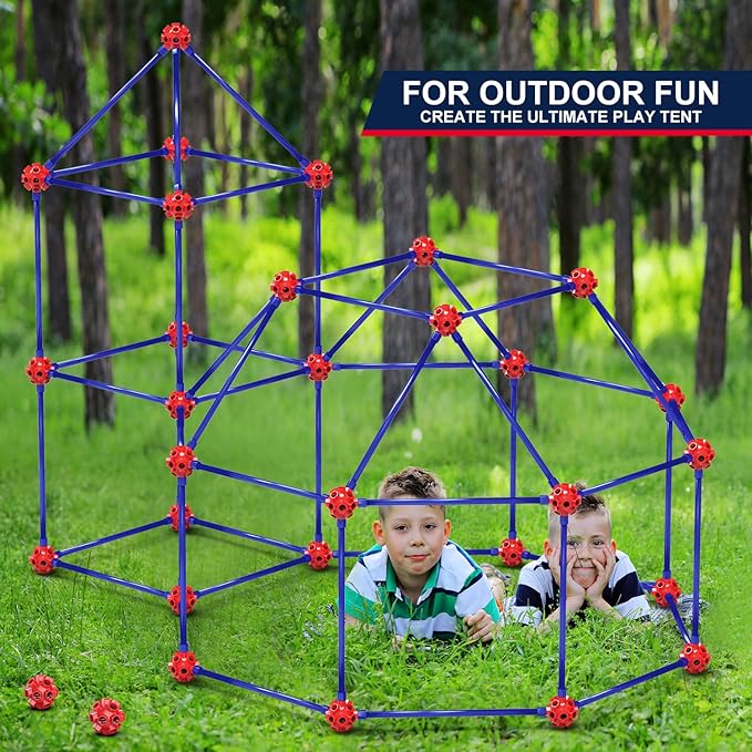 OleFun 180 Pack Fort Building Kits for Kids 4, 5, 6, 7, 8+ Year Old Boys & Girls, Creative STEM Building Toys for DIY Castles, Tunnels, Play Tent, Ideal Gifts for Aged 5-8