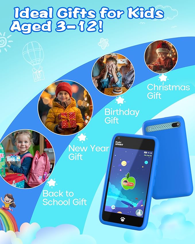 MOMILLA Kids Toys Smart Phone, 3.97" Touchscreen, Christmas Birthday Gifts for Kids, 16GB Toddler Learning Cell Phone with Games, Boys Girls Toys for Age 3 4 5 6 7 8 9 Year Old (Front Camera Only)