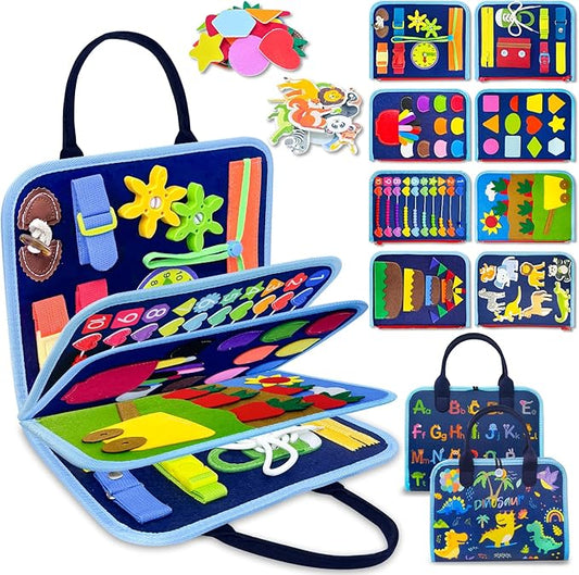 Exorany Busy Board Montessori Toys for Toddler Boy Birthday Gifts, Busy Book Sensory Learning Toys for Toddlers, Toddler Boy Airplane Car Travel Toy Educational Activities