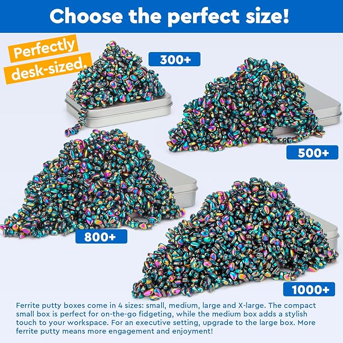 1000+ Original Ferrite Putty Colorful, Fidget Toy Ferrite Stones for Stress Relief, Sensory Toy for Adults & Teens 14+, Holiday Stocking Stuffer, Ferrite Rocks Fidget Present for Office
