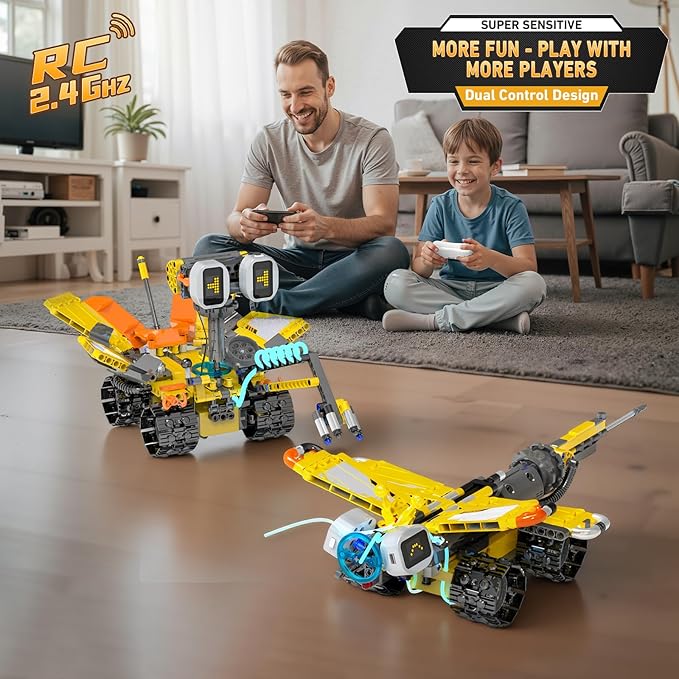 5in1 STEM Robot Building Kits for Kids 6-12, App & Remote Control STEM Dinosaur Tank Robot Building Toys for Kids, 890Pcs DIY Science Building Sets, Erector Sets for Boys Girls Birthday Xmas Gifts