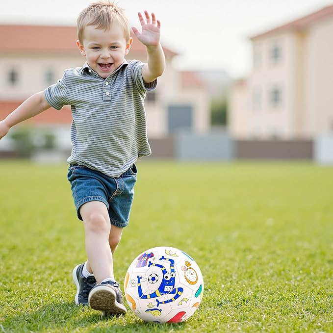 EVERICH Paint Your Own Soccer Ball with Markers, Toddler Arts and Crafts Kits Soccer Gifts for Girls Boys, Size 3 Monster Toys Coloring Custom Soccer Ball Game Birthday Gifts for Kids 3 4 5 6-8 8-12