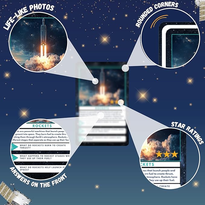 Outer Space Trivia Flash Cards for Kids Ages 3+, Educational Solar System Learning Game, STEM Astronomy Fact Cards in Metal Tin, Screen-Free Travel Toy