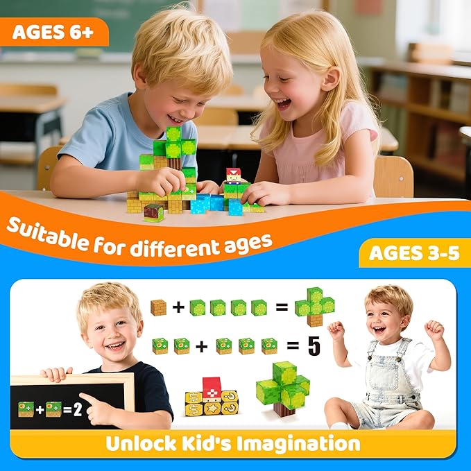 Magnetic Building Blocks, 45 PCS Travel Magnetic Blocks with Case, Constructor Set for Kids Ages 3+, Creative STEM Educational Birthday Gifts for Boys and Girls