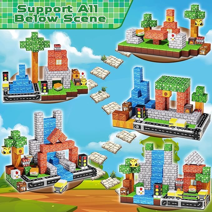 Magnetic Blocks - 150PCS Magnetic Building Blocks Road Forest Magnetic Cubes - STEM Toys for Montessori Toddler Birthday Gifts -STEM Sensory Construction Toys for Kids Ages 3+ for Boy & Girl